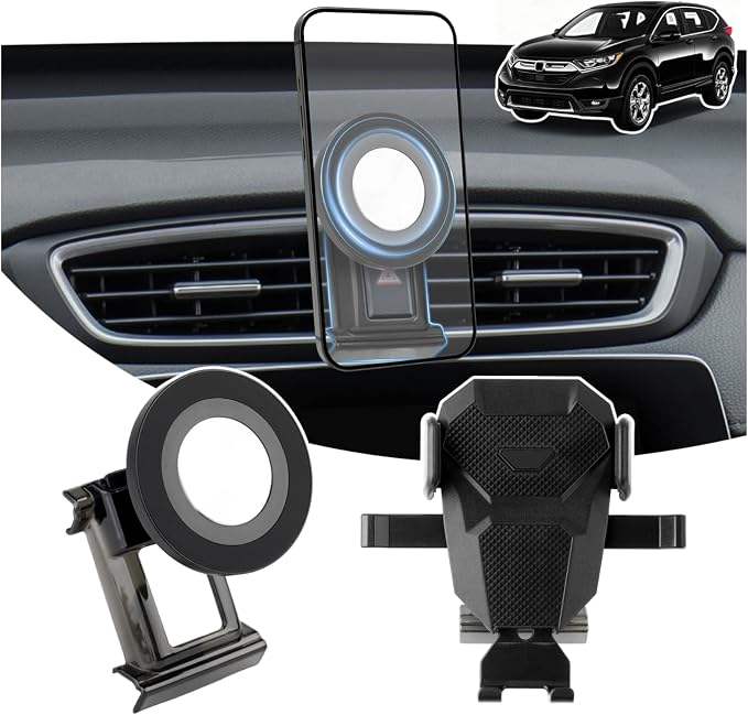Magnetic Car Cell Phone Holder for Honda CRV 2017-2022 Accessories, CR-V Phone Mount for 4-7 Inch Phones, Mobile Stand with 2 Options iPhone Mag Safe & Clip-in