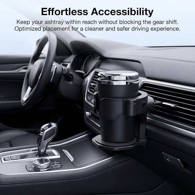 Car Cup Holder, Stable Cup Holder Expander for Car Air Vents, Car Ashtray Holder, Suitable for Sedans SUVs Trucks with Horizontal Blade Vents (Black)