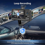 3 Channel Dash Cam for Cars, Dash Cam Front and Rear Inside, Bulit-in WiFi: 3 inch IPS Screen, 1080P Triple Dash Camera with 64GB Card, G-Sensor, Loop Record, Night Vision + Rearview Camera