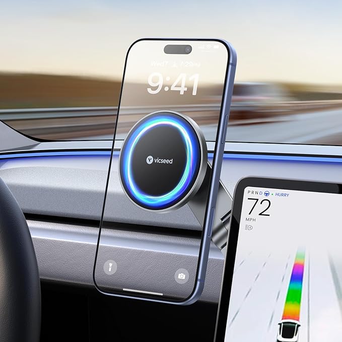 Tesla Phone Mount【Strongest Magnet Power】Foldable Hidden Tesla Phone Holder Fit for All Phone, Tesla Model 3 Model Y for MagSafe Car Mount, Tesla Model 3 Accessories, Tesla Model Y Accessories