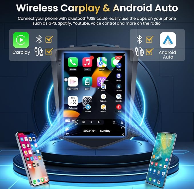 8Core 4G RAM Car Radio Stereo for Chevrolet Chevy Cruze 2009-2015: Android 13 Tesla Style Touchscreen Head Unit Backup Camera Wireless CarPlay Andriod Auto GPS SWC 5GWiFi FM DSP 36EQ