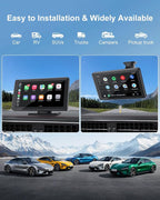 Carplay Screen for Car, Upgrade 7" HD Wireless Apple Carplay & Android Auto Touchscreen- Car Play Screen Stereo with Backup Camera, Mirror Link/Voice Control/Music Play/GPS Navigation -for All Vehicle
