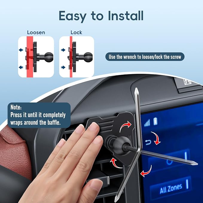 Wireless Charger Magnetic Vent Phone Mount Compatible with 2021-2026 Ford F-150, 2023-2026 Super Duty F250/F350/F450, Metal Phone Holder Cradles Bracket Stand with Arm for All Smartphone