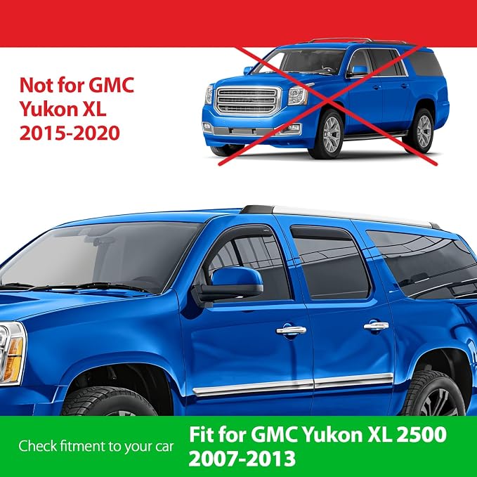 Goodyear Shatterproof in-Channel Window Deflectors for GMC Yukon XL 2500 2007-2013, Rain Guards, Window Visors for Cars, Vent Deflector, Car Accessories, 4 pcs - GY007712