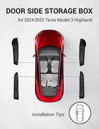 2026 2025 2024 Tesla Model 3 Door Side Storage Box, Door Pocket Liners, (Proprietary Design) TPE Front & Rear Side Organizer Tray Protector Liner for Model 3 Highland Set of 4