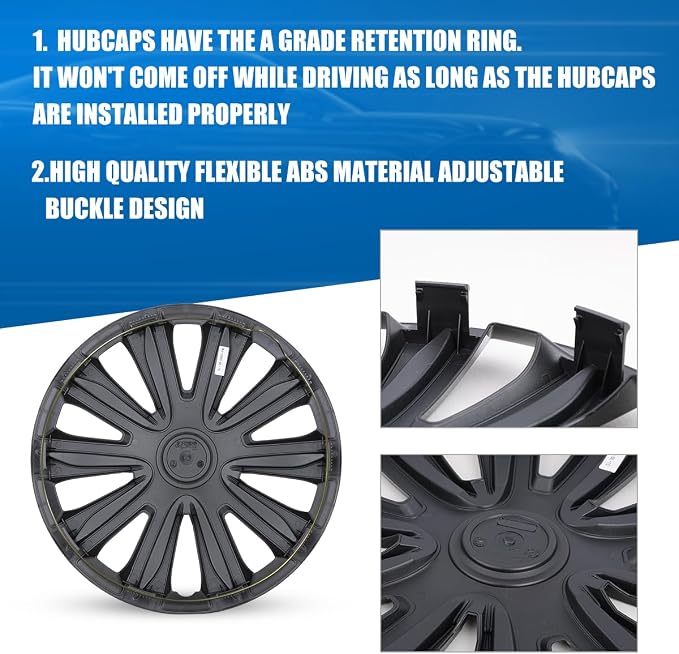 4-Pack 17 Inches Wheel Rim Cover Hubcaps,Redesign Fashion Style Replacement Hubcaps,Car Truck SUV Hub Accessories,Black Lacquer