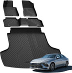 Floor Mats & Cargo Mat for Hyundai Sonata Hybrid 2020-2026 (Only Fit Hybrid, Not Fit Gas), All Weather TPE Custom Fit Floor Liners with Full Set Car Mats & Trunk Mats Accessories, Black