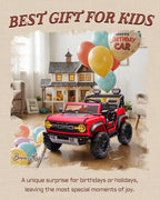Ford Bronco 24V Ride on Toys for Boys & Girls, 2 Seater Kids Electric Car with Remote Control, Kids Ride on Truck with Rear Wheels Suspension, Led Lights, Safety Belt (24V, Red)