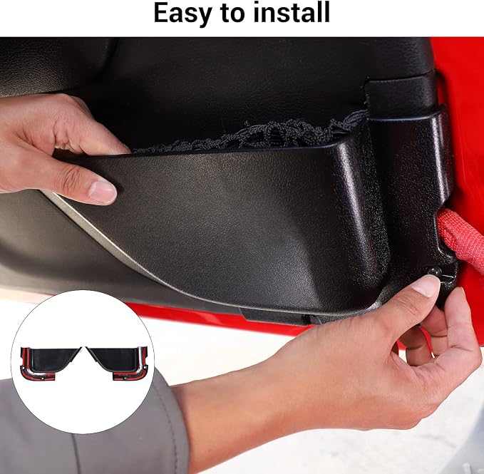 Front Door Storage Pockets, Door Side Insert Organizer Box Door Net Pocket Replacement for 2011-2018 Jeep Wrangler JK JKU, Interior Storage Expansion Accessories, Black, 2PCs