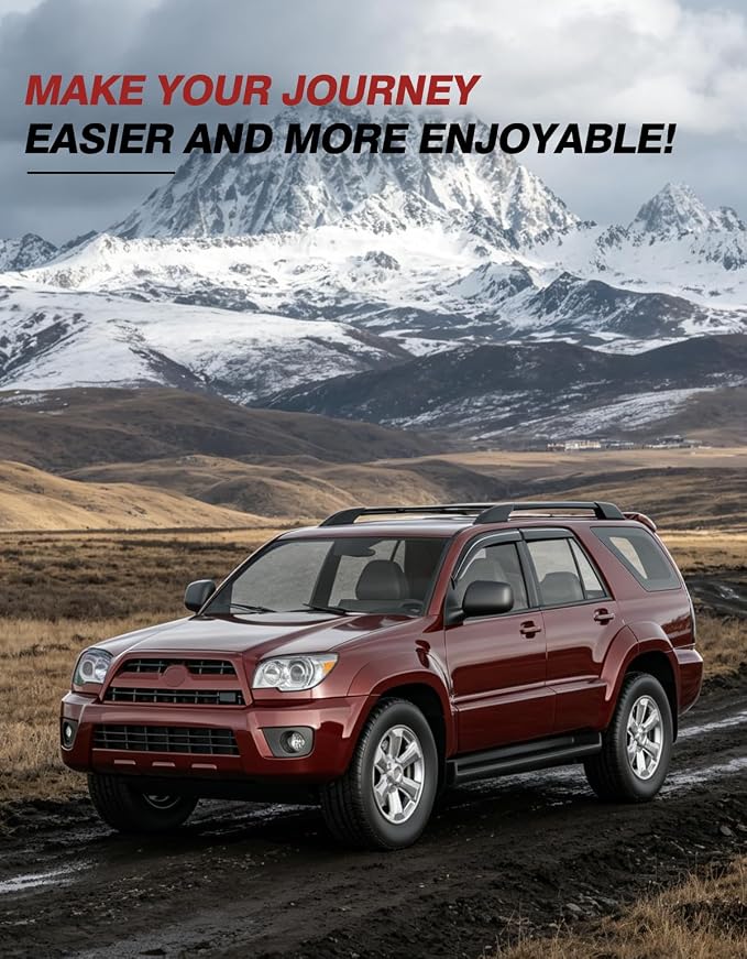 Outside-Mount Window Rain Guards Fit for Toyota 4Runner 2003 2004 2005 2006 2007 2008 2009, Window Visors Wind Deflector Dark Smoke Vent Shades 4ps-B37