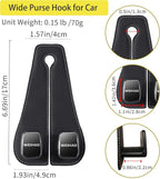 Wide Purse Hook for Car, Twin Hook Leather Car Headrest Hangers, Car Seat Back Storage Hook, Headrest Hooks Purse Bag Holder for Car Universal Fit Sedan Trucks SUVs Most Vehicles (Black-2PCS)