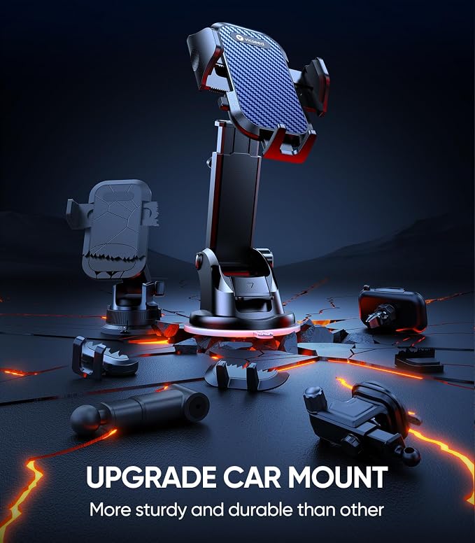 Dark Blue Phone Holders for Your Car [Upgraded True Military-Grade Strongest Suction] Cell Phone Mount for Car Dashboard Windshield Vent Truck Boat Stand Adjustable for iPhone Android