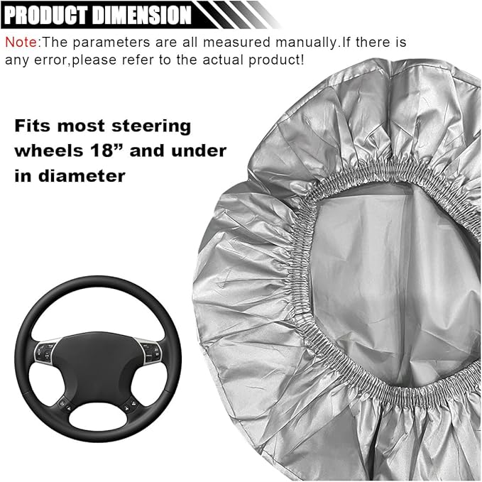 Car Steering Wheel Cover Sun Shade, Anti-Heat Car Wheel Protector | Universal 18 Inch Auto Steering Wheel Sun Block Cover, Steering Wheel Shield Accessories for Most Car Truck SUV, Silver