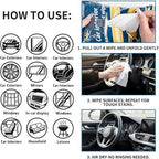 Car Cleaning Wipes, Multipurpose Vehicle Interior Surface Wipes, Soft Disposable Cleaning Cloth for Car Dashboard Seat Door Panel Glass Dust & Stain Removal