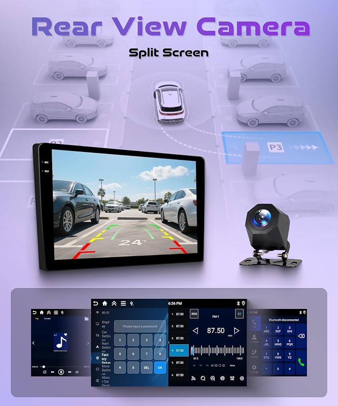 4G+64G Carplay Radio for Toyota Corolla 2009 2010 2011 2012 2013, Android 15 Car Stereo Android auto GPS WiFi 9’’ Touch Screen BT/FM Mirror Link RCA USB SWC Backup Camera