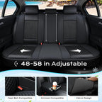 Coverado Seat Covers Full Set, 5 Seats Universal Seat Covers for Cars, Black Car Seat Covers Front Seats Back Seat Cover, Breathable Car Seat Cushion, Leather Seat Cover Seat Protector Fit Most Cars
