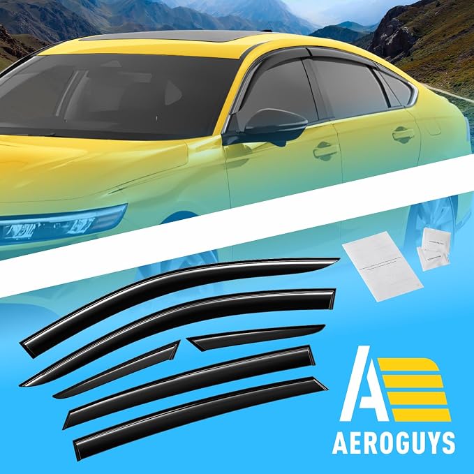 Extra Durable Window Deflectors Tape-On Window Visors Rain Guards Fit for Honda Accord 2023-2026, Sun Visors, Wind Vent for Shades, Exterior Car Accessories - 6pcs. AG0497