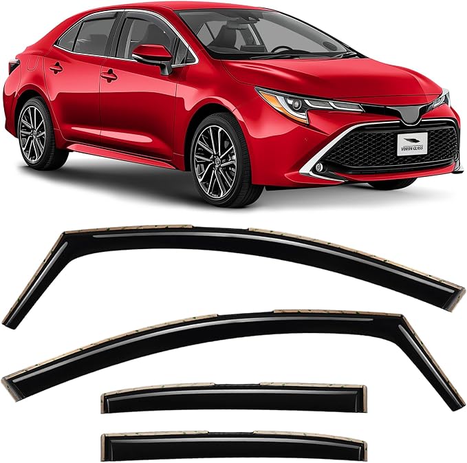 Voron Glass in-Channel Extra Durable Rain Guards for Toyota Corolla 2020-2026 Sedan, Window Deflectors, Vent Window Visors, 4 Pieces - 200674