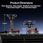 for MagSafe Car Mount [2-Axis Design] Nano Adhesive Gel + Suction Cup Magnetic Phone Holder for Dashboard & Windshield, 360° Adjustable for iPhone 17 16 15 14 13 12 11, Samsung, Matte Black