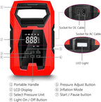 AC/DC Tire Inflator Portable Air Compressor, Dual Power for Home 110V AC and Car 12V DC Air Pump with Pressure Gauge, Auto Shutoff, Tire Pump for Car Motorcycle Bike and Other Inflatables, Red