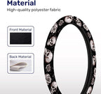 Rose Skull Steering Wheel Cover, Non Slip Polyester Car Wheel Protector for Car SUV Truck, Universal 15 Inch