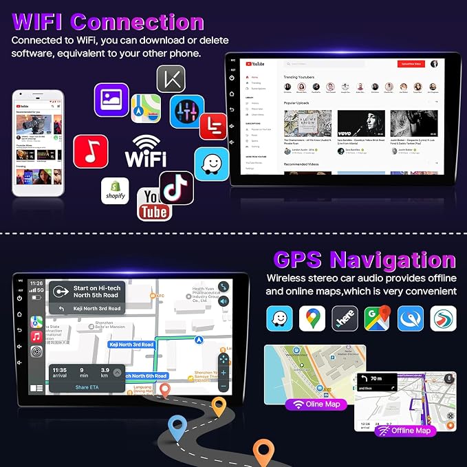 2+32G Android Car Stereo for Hyundai Elantra 2014 2015 2016 Radio Support with Wireless Apple Carplay Android Auto, 9'' Touchscreen in-Dash Bluetooth WiFi GPS Navigation Backup Camera