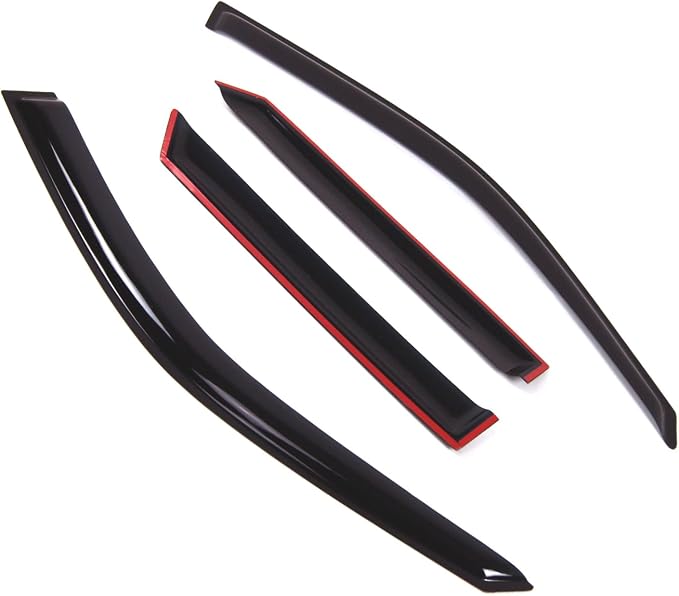 Outside Mount Window Vent Visors Rain Guards Compatible with Mazda Protege5 2002-2005 | Side Window Wind Deflectors Rain Shields | Black Tinted, 4 Pcs Set, BGWV-316