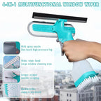 4 in 1 Window Cleaner Tool with Squeegee & Sprayer, 10" Streak-Free Scraper Kit with Microfiber Washer Head, Portable Multifunction Refillable Bottle for Glass/Shower/Car