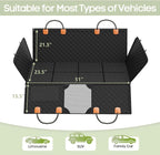 Dog Car Seat Cover for Back Seat, Hard Bottom Back Seat Extender Supports 400lbs, Waterproof Rear Seat Pet Cover, Dog Hammock with Mesh Window for Car SUV