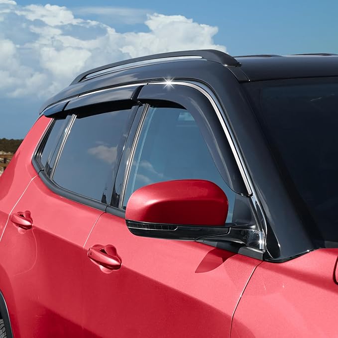 Voron Glass Chrome Trim Tape-on Extra Durable Rain Guards for Jeep Compass 2017-2026, Window Deflectors, Vent Window Visors, 6 Pieces - 100920