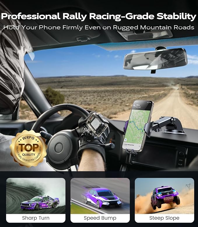 [True Strongest Suction] [Rally Racing-Grade Stability] Phone Holders for Your Car 2025 Upgraded Car Phone Holder Mount Truck Stand Cradle for iPhone Samsung All Phones, Purple