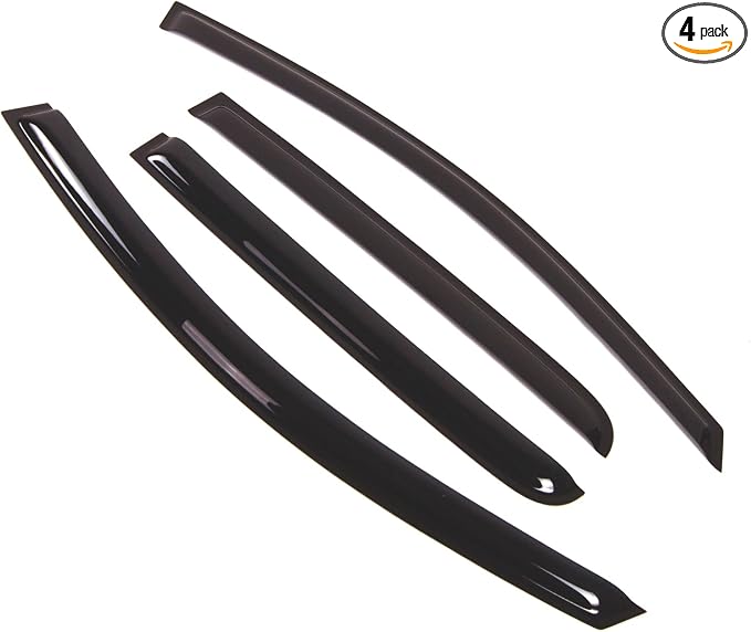 Outside Mount Window Vent Visors Rain Guards Compatible with Nissan Titan Crew Cab 2004-2015 | Side Window Wind Deflectors Rain Shields | Smoke Tinted, 4 Pcs Set, DGWV-358