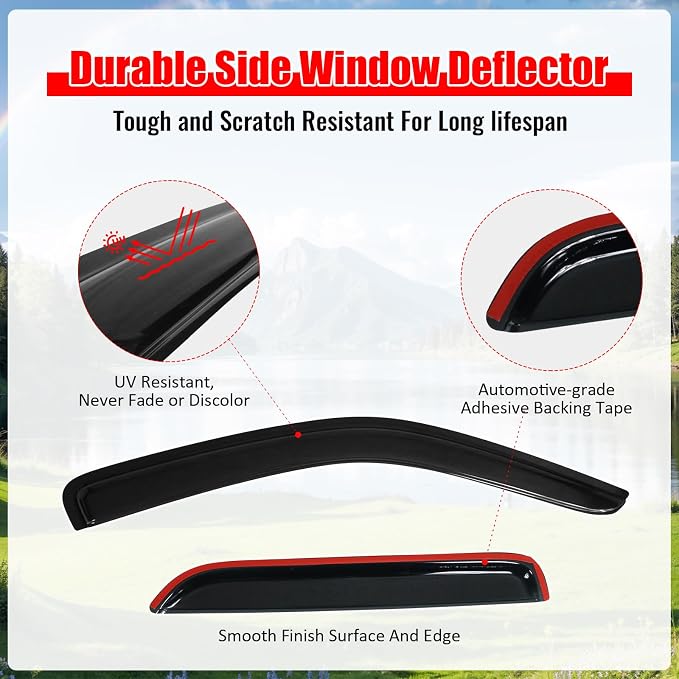 Fit 2001-2012 Ford Escape Slim Style Acrylic Smoke Tinted Window Visors |, 2008-2011 Mazda Tribute, 2005-2011 Mercury Mariner, Sun Rain Guards, Self-Adhesive, Vent Smoke 4Pcs