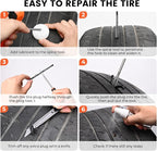 Tire Repair Kit 42 Pcs, Heavy Duty Tire Plug Kit to Fix Punctures, Tire Repair Tool with Plugs for Car, Motorcycle, ATV, Jeep, Truck, Tractor, Gifts for Him Her Men Women, Vivid Orange