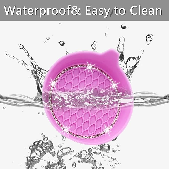 4PCS Bling Car Coasters, Non-Slip Insert Water Bottle Holder Pads, Bling Crystal Rhinestone Dustproof Automotive Interior Accessories, Universal for Vehicles, Trucks, RVs (4 pcs, Pink)