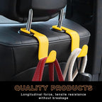 4PCS Car Seat Headrest Hook, Auto Back Seat Hanging Storage Organizer, Vehicle Seatback Hanger Holder for Purse Handbag Coat Umbrella, Universal Interior Car Accessories (Yellow)