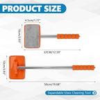 Car Windshield Cleaning Tool, Car Windshield Window Cleaner, Auto Glass Wiper Tool with Extendable Handle & Reusable Microfiber Pad, Universal Vehicle Cleaning Car Accessories (Orange)