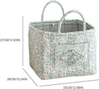Floral Fabric Storage Basket Car Interior Storage Basket Underwear Sundries Laundry Baskets Supplies Home Organizer Bag (Blue floral A)