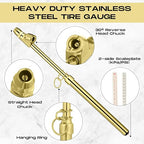 10 Pack Tire Pressure Gauge Heavy Duty Air Pressure Tire Gauge Dual Head Semi Truck Tire Pressure Gauge Range 10-150 PSI, Extended Tube Tire Gauge Suitable for Semi Truck, and Bus (Gold)