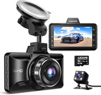 M01 Dual Dash Cam Front and Rear with Free 64GB Card, 3" Screen Dual Dashboard Camera for Car, Built-in ADAS G-Sensor, 24H Parking Mode Car Camera (M01 Pro)