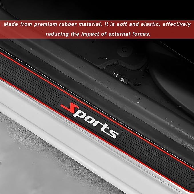 4 PCS Car Door Sill Protector, Anti-Scratch Automotive Threshold Protective Strip, Waterproof Door Edge Guards Step Shield Cover for Sedans Trucks SUVs, Car Accessories (Sport)