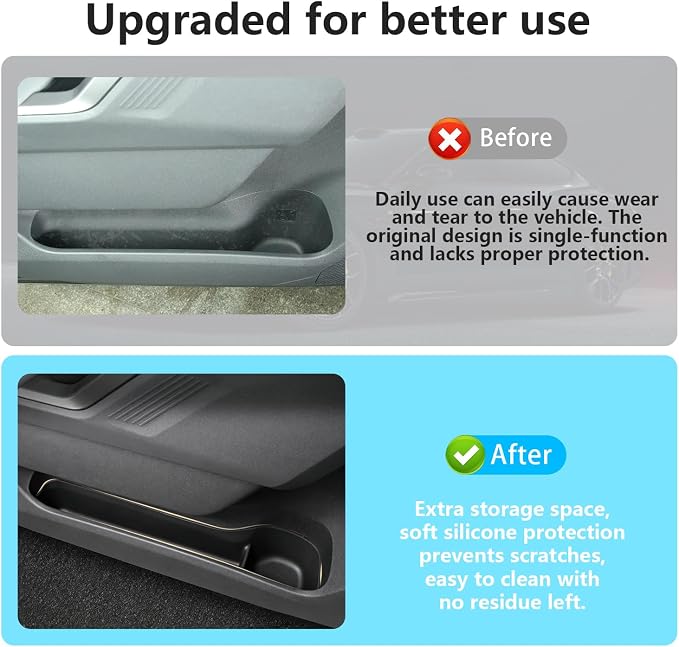 4PCS Car Door Organizer Tray for Toyota RAV4 2026 Door Side Storage Box for 2026 RAV4 Accessories Door Pocket Liners TPE Front & Rear Side Organizer Tray Protector Liner