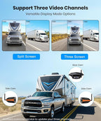 RV Backup Camera Wireless Plug and Play Compatible with Most RV | IR Night Vision, HD 1080P 7.2'' DVR 3-Channels, Stable Signal & Wide Angle Rear View Camera for Trailer Camper Motorhome