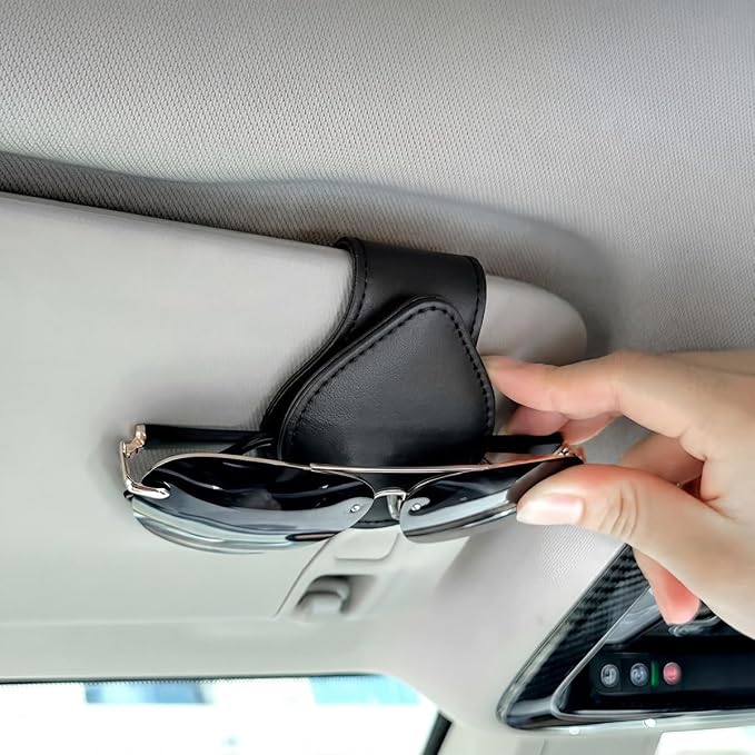 Car Visor Sunglasses Holder, Magnetic Vehicle Sun Visor Eyeglasses Hanger Ticket Card Holder Clip, Auto Interior Sunvisor Glasses Mounter Organizer, Universal for Vehicles (Black)