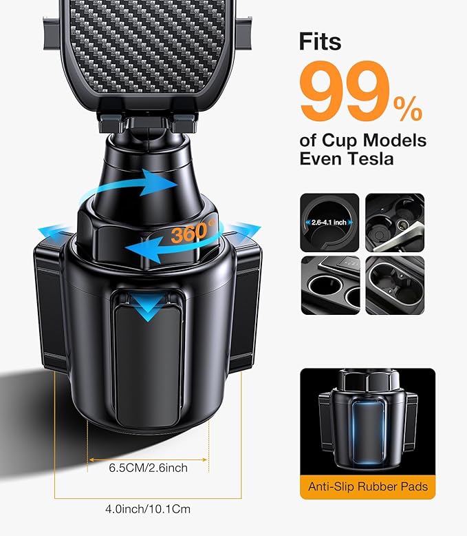 Cup Holder Phone Holder for Car Phone Holder Cup Holder Phone Mount【Ultra Stable & Never Shake】Phone Holders for Your Car Cupholder Cell Phone Car Mount for iPhone 17 16 All 4"-7" Smartphones