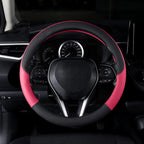 Auto Car Leather Steering Wheel Cover Anti Slip Wrap 15" (Hot Pink)
