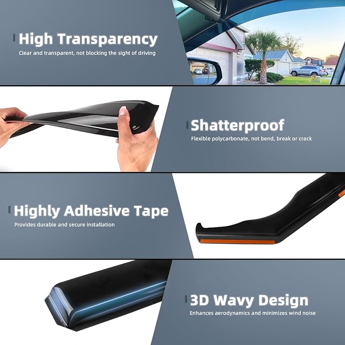 in Channel Rain Guards for 2021 2022 2023 2024 2025 2026 Jeep Grand Cherokee, Durable Side Wind Deflectors, Smoke Vent Window Visors Shades Shield, 4PCS