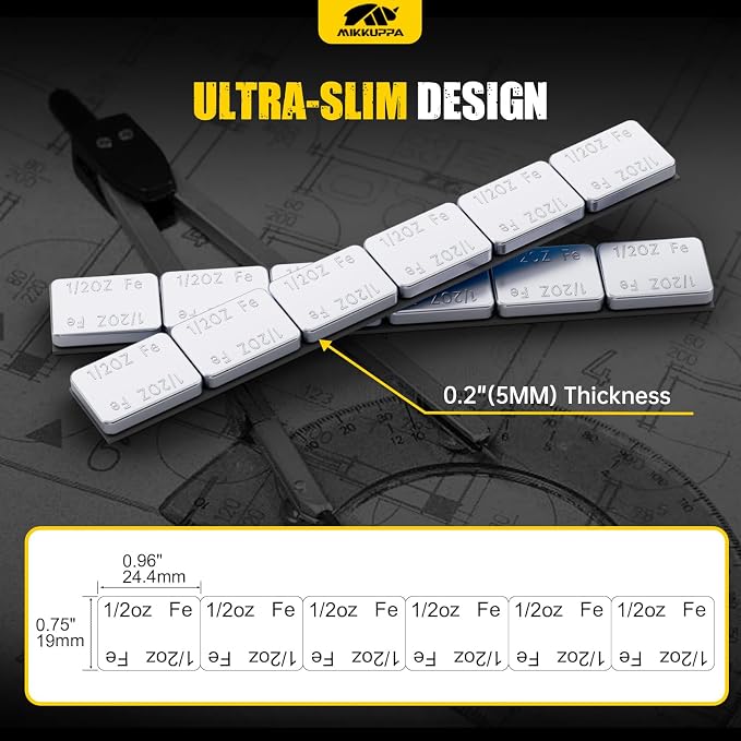 1/2oz Adhesive Stick on Wheel Weights, Chrome 0.5oz, 12oz/Box | 24PCS, 12oz/Box, Low Profile Easy to Peel, For Cars, Trucks, SUVs, Motorcycles, RC Cars, OEM Quality