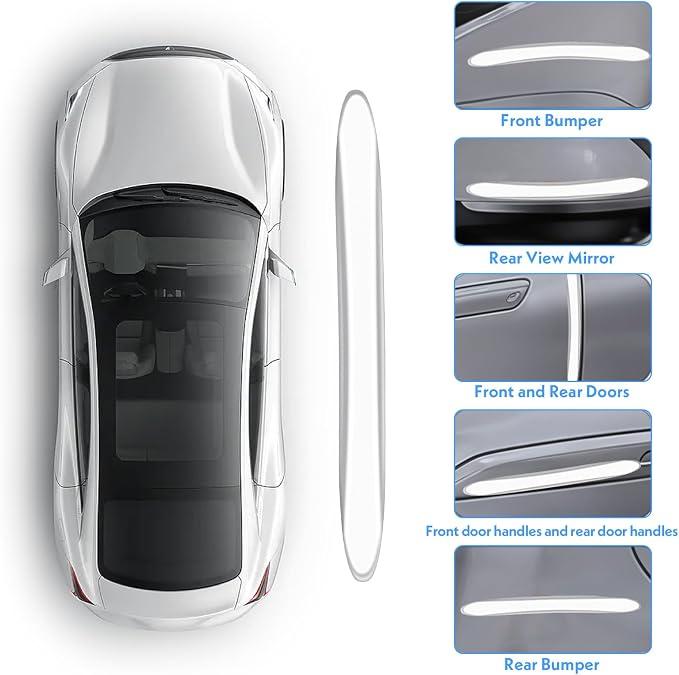 4Pcs Silicone Car Door Edge Guards, Anti-Collision Bumper Guard Protector Clear Strips Protector Universal Car Door Protectors Trim Molding for Sedans SUV Bumper Rearview Mirror (Transparent)