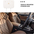 Back Protector Kick Mat with Storage Pocket, Beige Anti-Scuff Pad for Rear Seats, General Protective Interior Car Accessory for Dirt and Damage Prevention